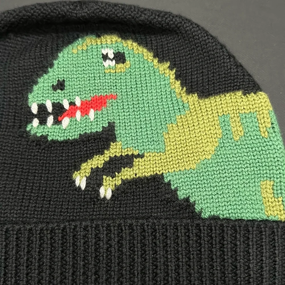 NWT Coach Rexy knit Beanie hat Dinosaur CO105 Limited Edition Cap Black Wool - Picture 4 of 6